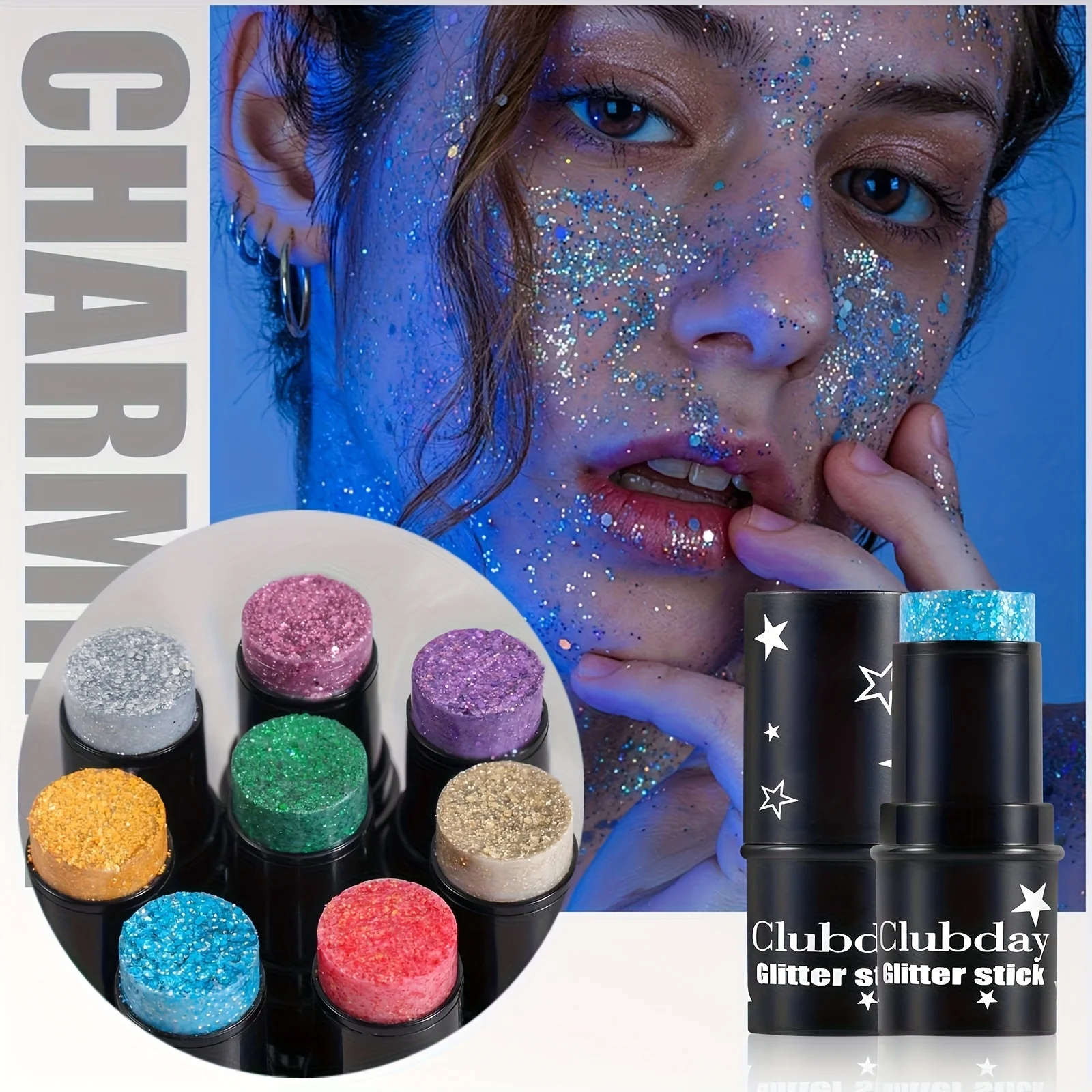 2 stick glitter multiuso per viso e corpo – Pastello evidenziatore ombretto luccicante, trucco olografico per festival