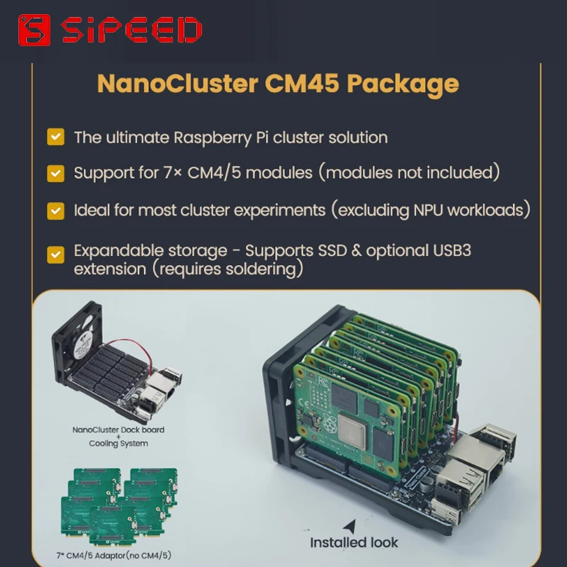 Sipeed NanoCluster لـ Raspberry Pi CM4/ Raspberry Pi CM5/ LM3H /M4N مركز بيانات لوحة العنقودية الصغيرة المدمجة بأسعار معقولة