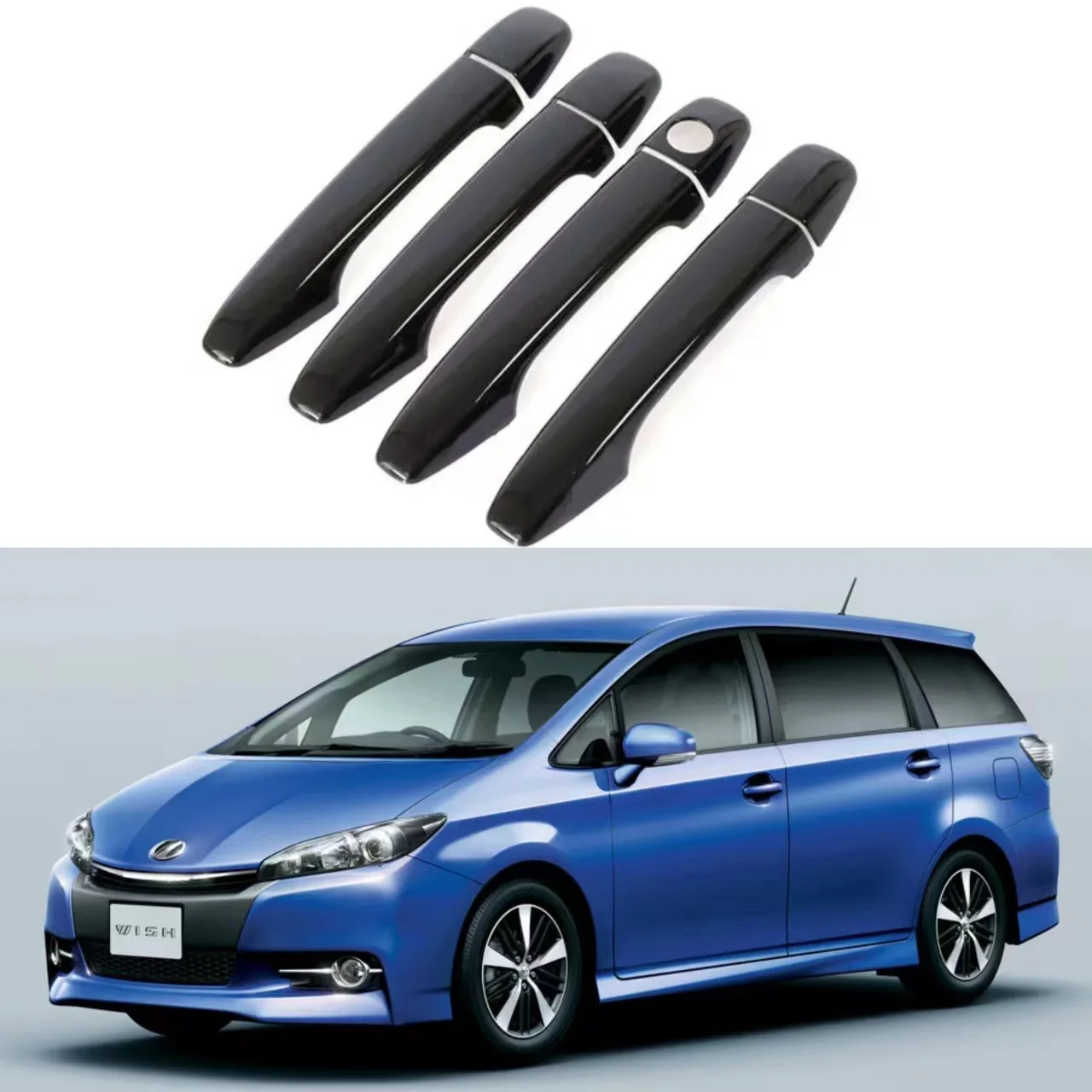 for 09-23 Toyota Xiaobawang WISH handles, door handles, carbon fiber patterned door bowl stickers, body decoration