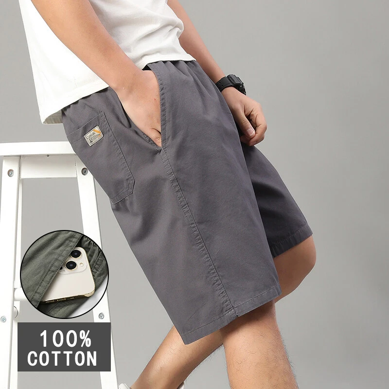 Übergrößen Herren 100% Baumwolle Freizeitshorts Leichtgewichtige Sportshorts Schnelltrocknende Bequeme Passform Laufshorts Fitness