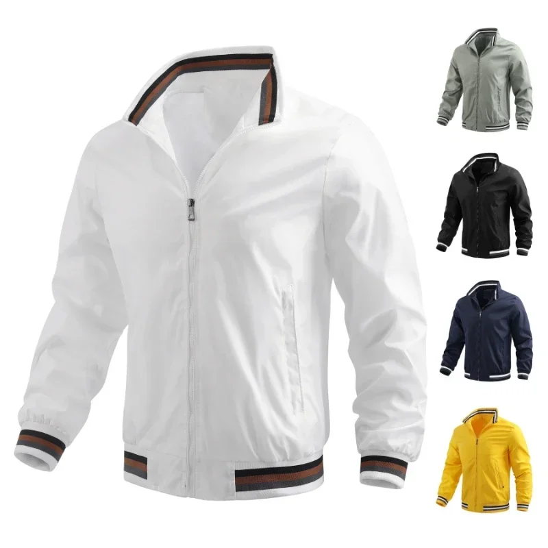 

New Casual Jacket Men's Spring and Autumn Simple Collar Sports Solid Color Korean Style Fashion Versatile Coat Men Clothing