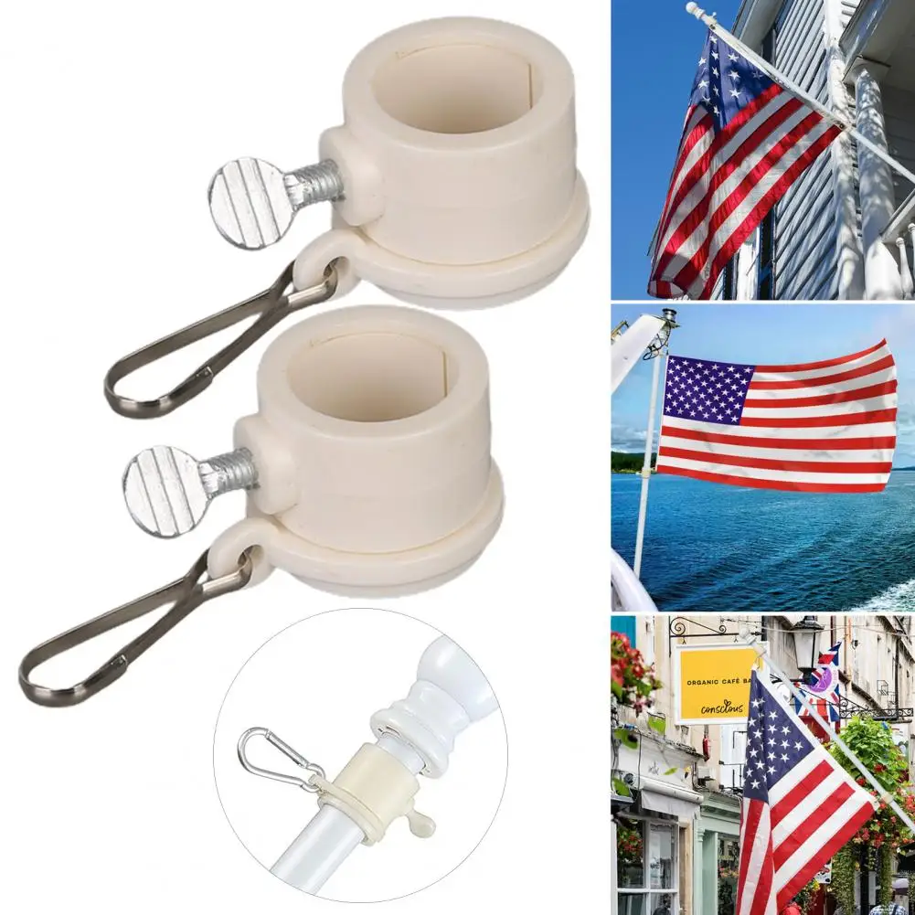 Adjustable Flagpole Buckle Heavy Duty Rotating Flagpole Buckles for Wind-resistant Flags 360-degree Swivel Clips for House Porch