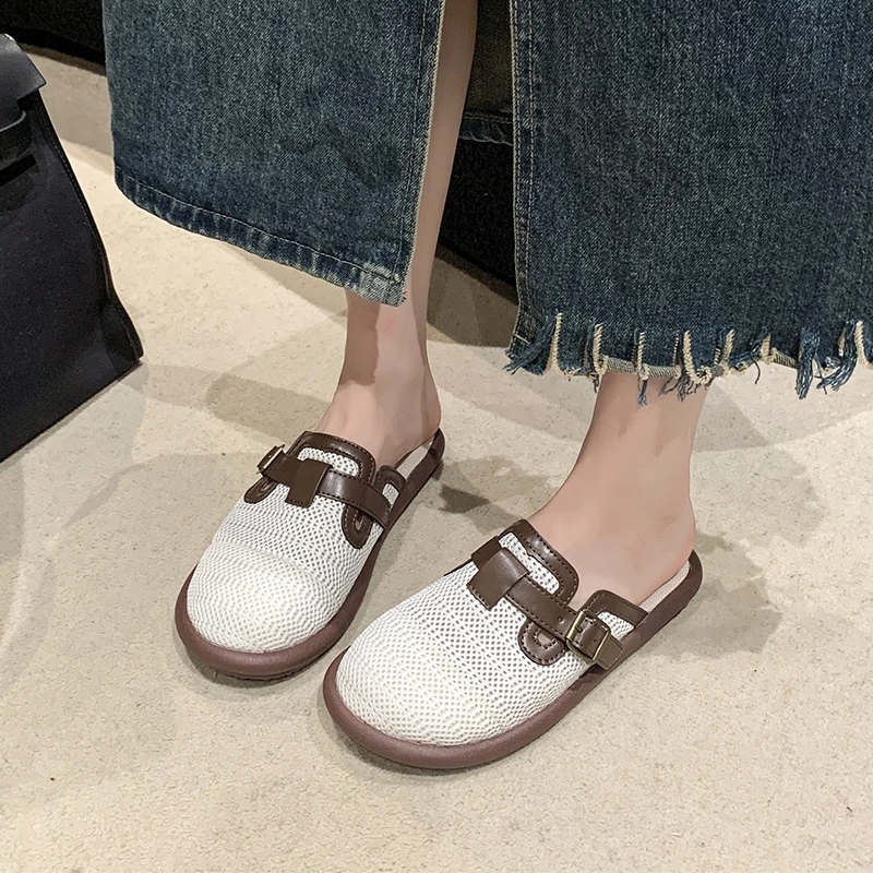 Fashion Women's Casual Baotou Slippers  Home Decor Winter New Item Indoor Plush Warm Half Slippers Lazy Shoes Large Size
