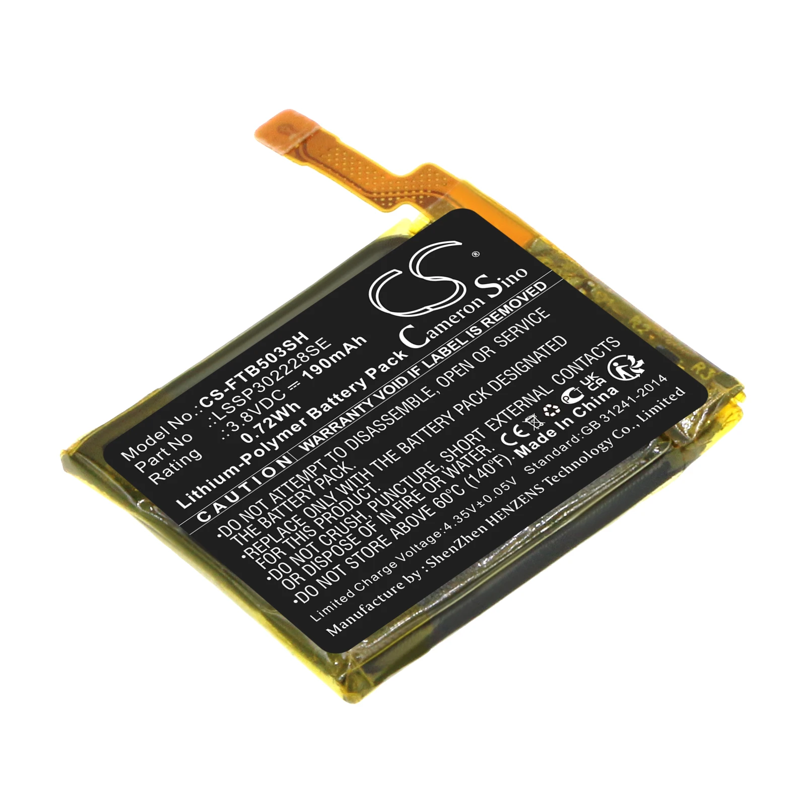 CS Replacement Battery For Fitbit Ionic,FB503 LSSP302228SE 190mAh / 0.72Wh Smartwatch