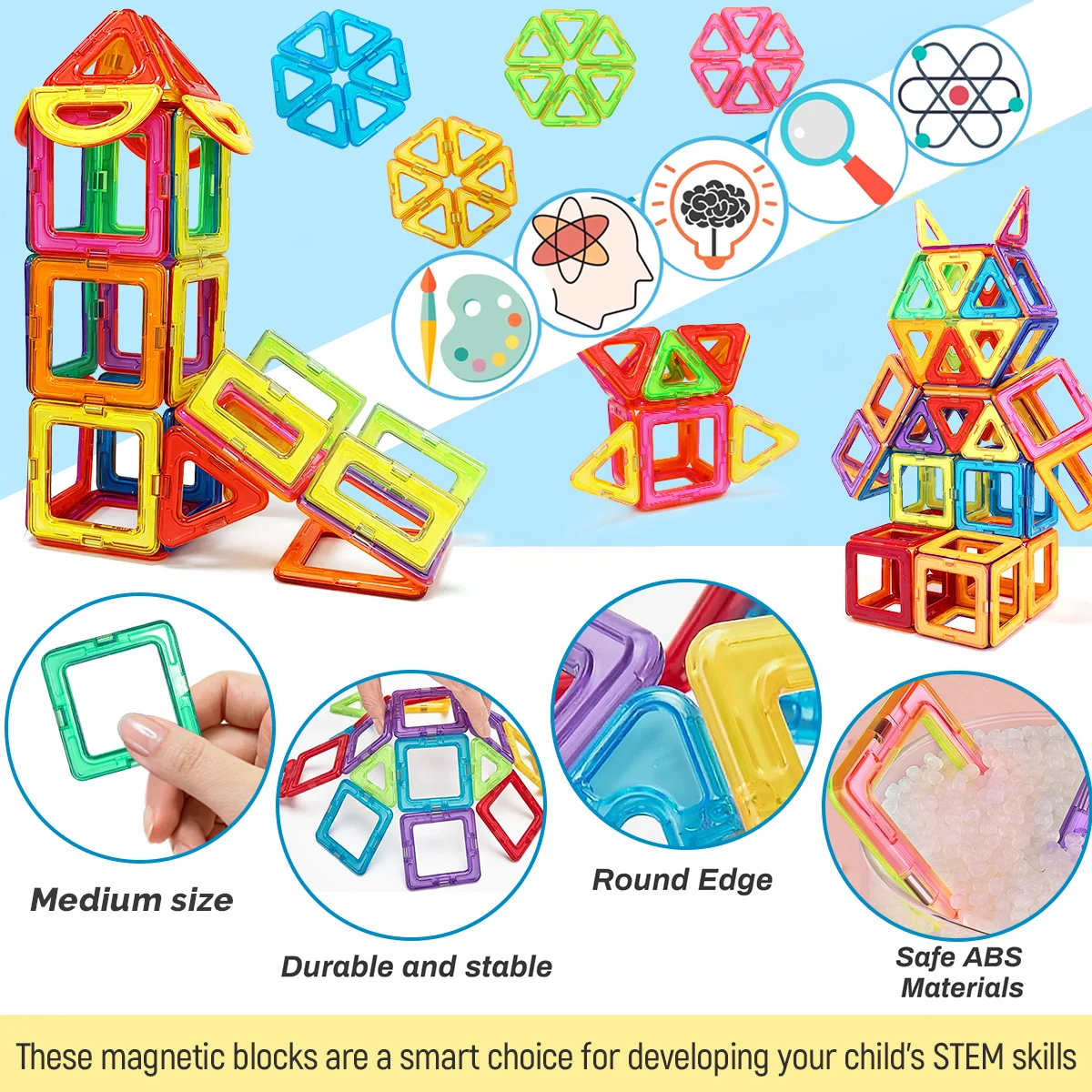 Magnetisches Blockspielzeug, mittelgroßes Spielzeugbauset, geeignet zum Lernen und Bildung von Kindern, Geburtstag, Halloween, Weihnachtsgeschenk