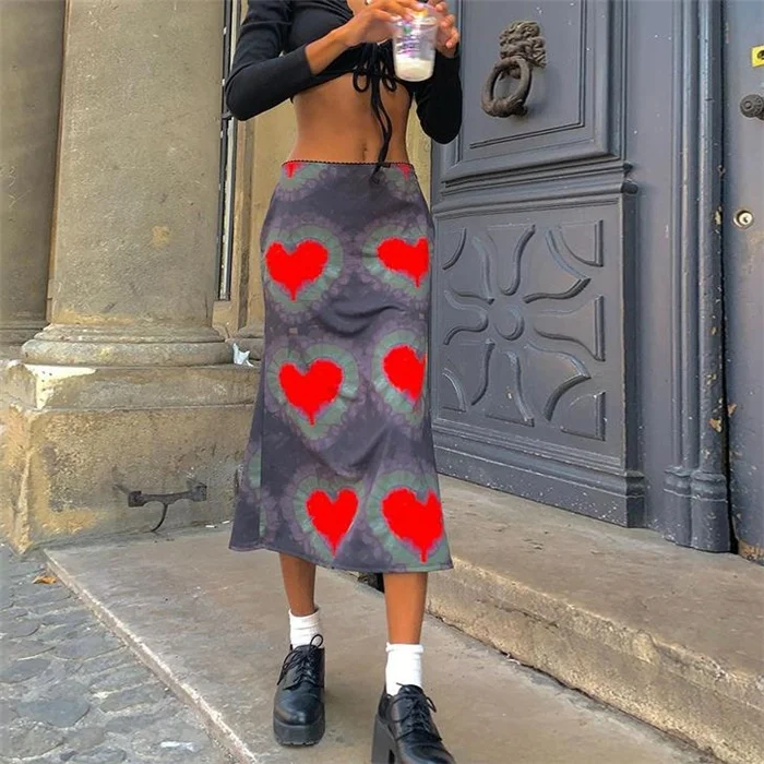 

Faionable Low-Waist Print Bodycon Midi Skirt Street Sle A-Line Long Skirt Women's Premium Faion Skirts Spring 2023