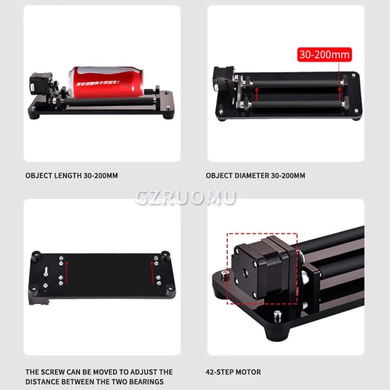 360° Rotating Rotary Roller CNC Y Axis Engraving Accessory For Laser Machine Suitable For Cans Eggs