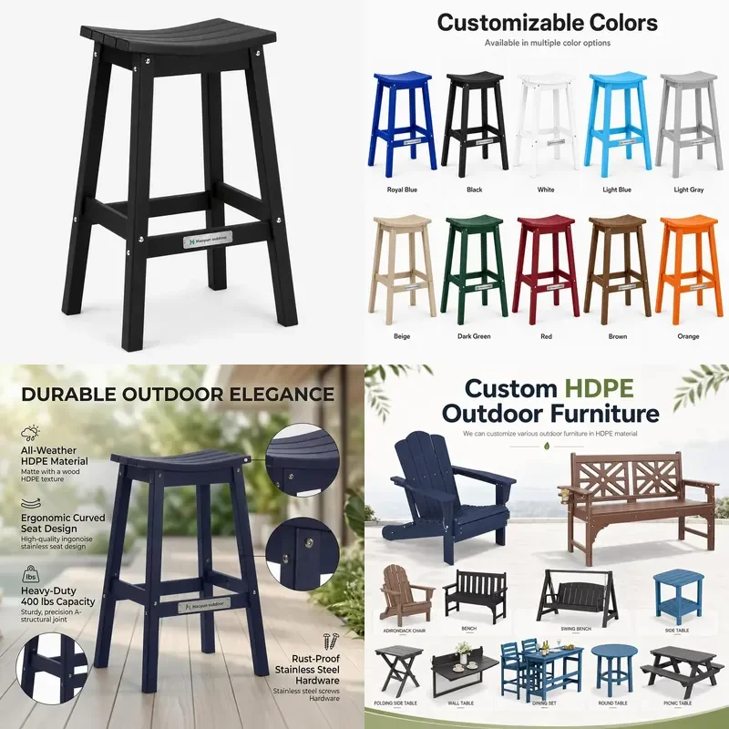 for  High Density Polyethylene Bar Stool Heavy Duty Outdoor Bar Table High Chair  Resistant Patio Furniture