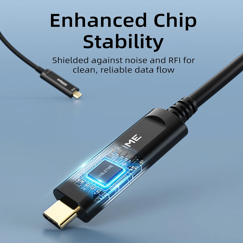 CABLETIME USB C 3.2 Gen 2 액티브 광 데이터 케이블 AOC 광섬유 데이터 전송 USB C 케이블 10Gbps 5M/10M/15M 게임용 VR…