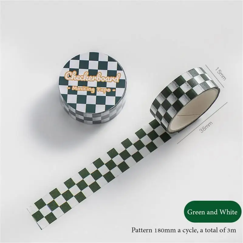 1ชิ้นกระดานหมากรุกชุด Washi เทปกาวตกแต่งกระดาษกาวสีสำหรับสติกเกอร์สมุดภาพ DIY เครื่องเขียนเทป