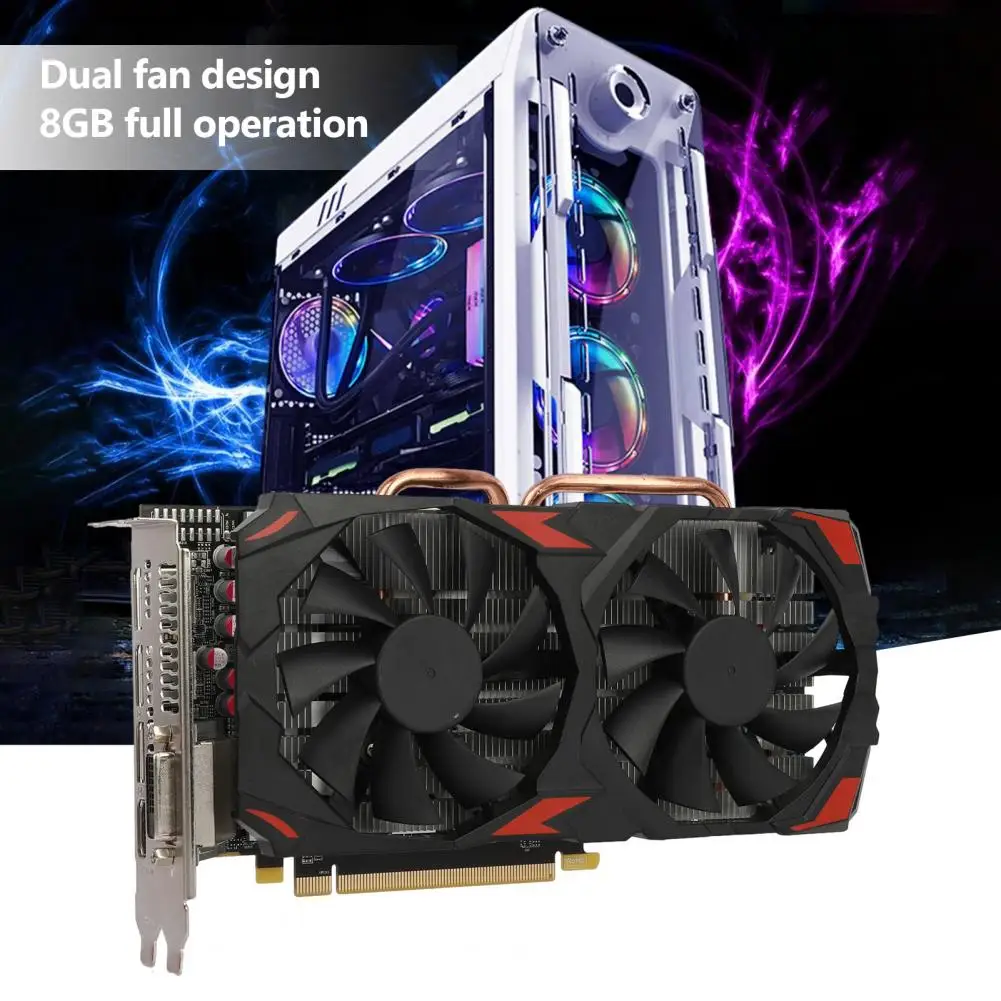 Neue RX580 Grafikkarte Dual Lüfter 8GB GDDR5 256Bit Effiziente Wärmeableitung Geräuscharmer Speicher Video Gaming Karte