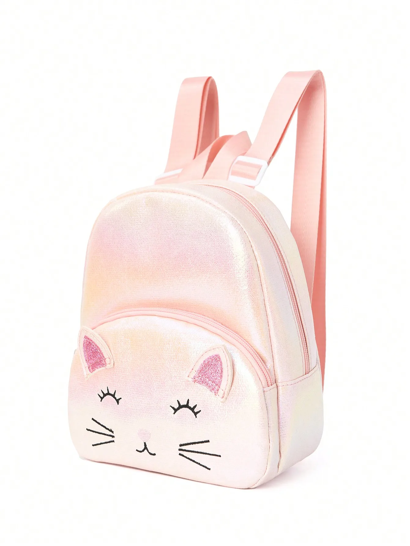 1pc Girls Cute Cat Embroidered Double Pocket Backpack Suitable For Kindergarten Girls Travel Holiday Giftsse Travel Holiday Gi