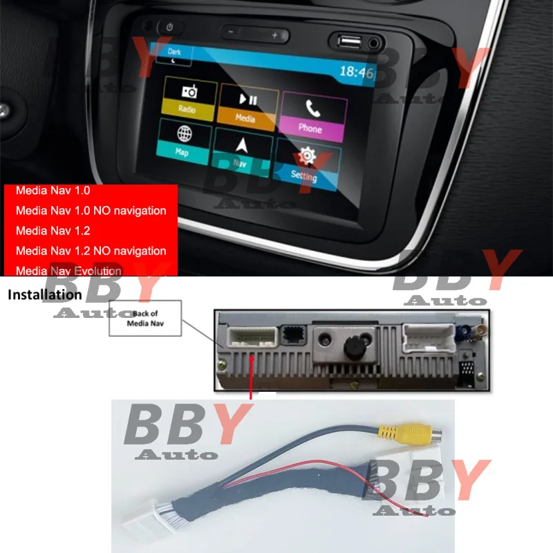 CABLE adaptador de cámara trasera PNP para DACIA DOKKER DUSTER LODGY LOGAN SANDERO MEDIA NAV