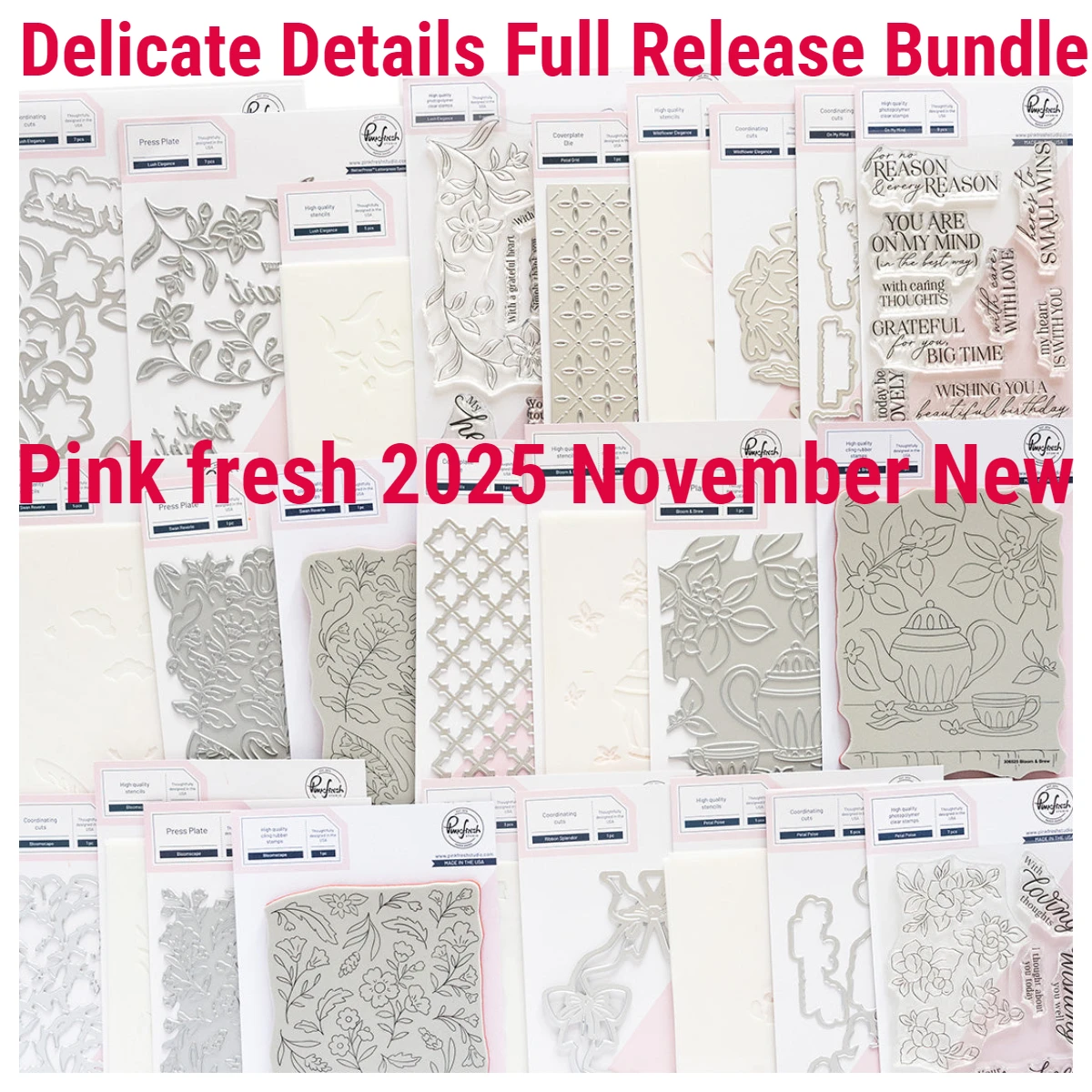 

Pink Fresh Bow Flowers Stamp English Word Stamp DIY Scrapbook Card Delicate Details Full Release Bundle Dies Stamps Stencil Set