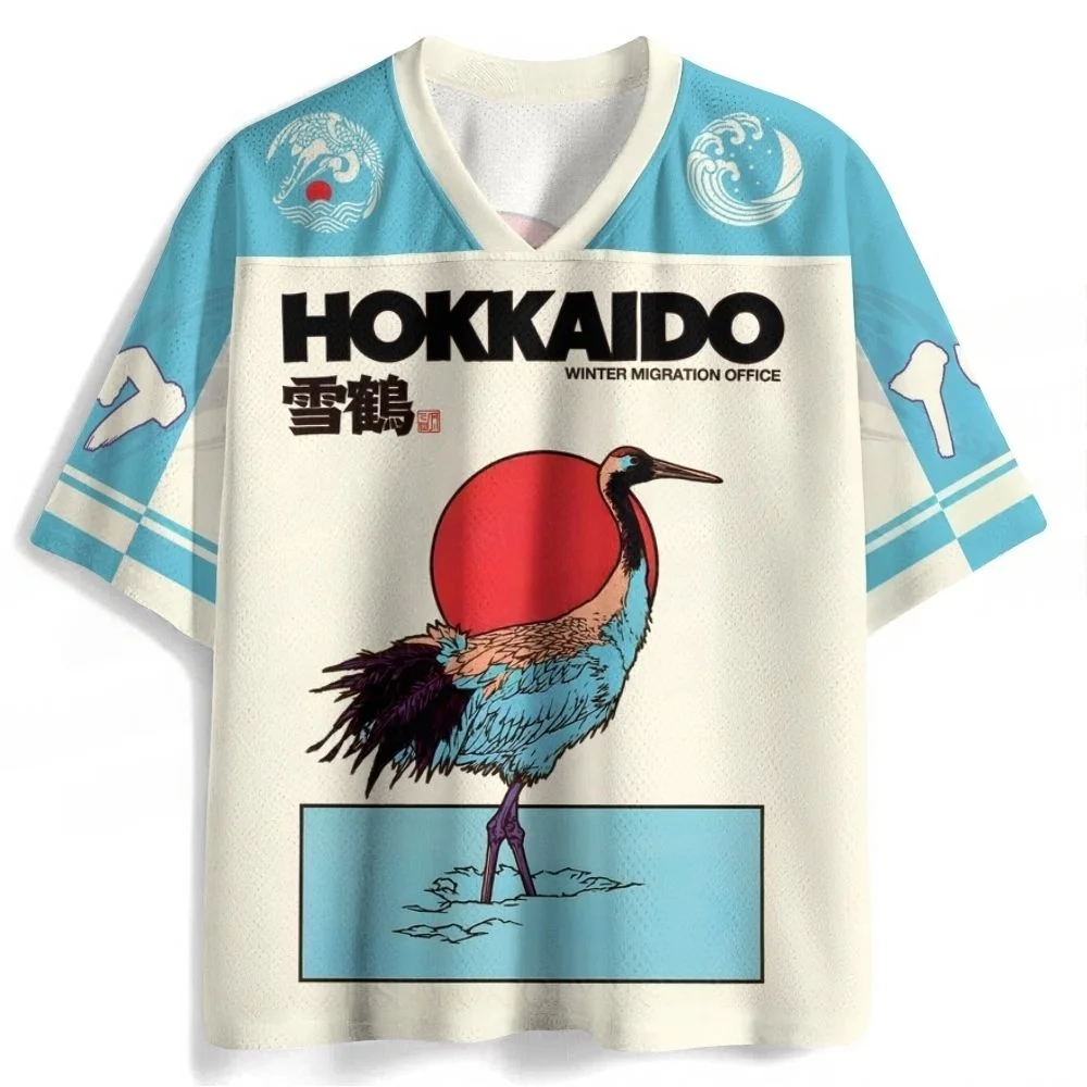 2026 Ukiyo‑e Red Crowned Crane Red Sun Baseball T‑Shirt Unisex Men Women Sports Niche Casual Short Sleeve Tee