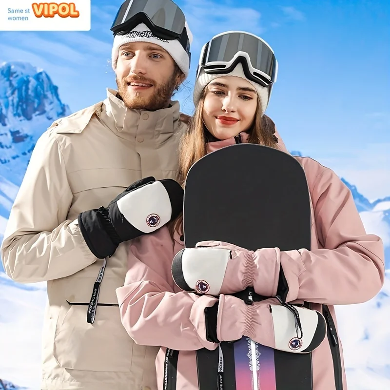 Winter Snowboarding Gloves Short Wear Resistance Non-slip Mittens Unisex Outdoor Waterproof Warm Thick Gloves