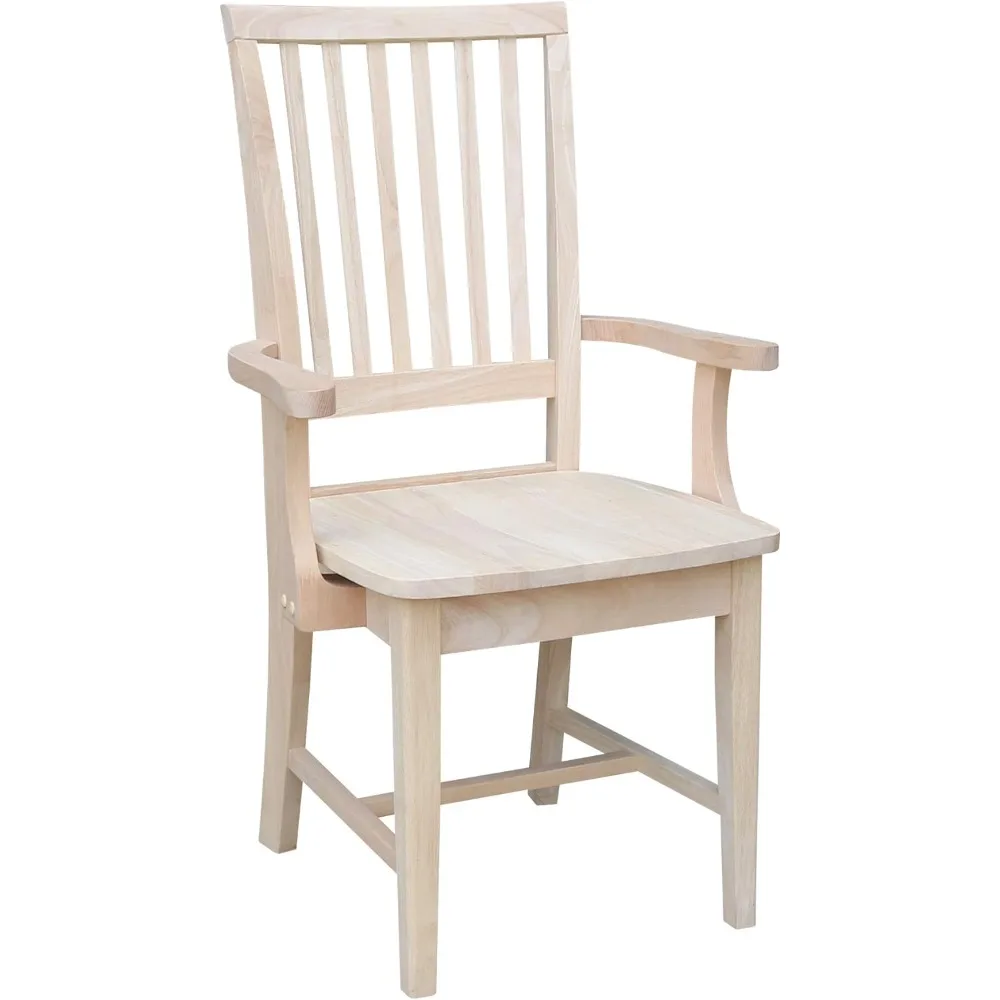 

Mission Solid Wood Side Chair with Arms Unfinished Parawood Set of 2 Dining Chairs