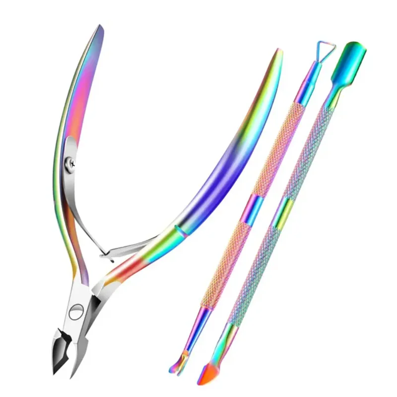 مجموعة أدوات تجميل الأظافر من الفولاذ المقاوم للصدأ ، ملف الأظافر ، لإزالة الجلد الميت ، كماشة ، 3 * #2