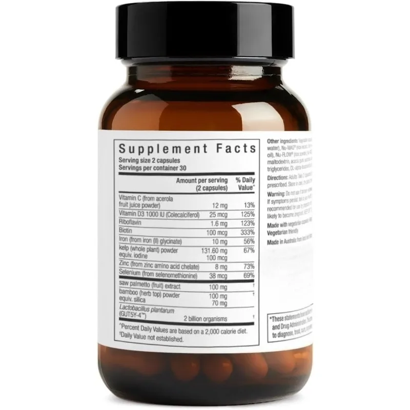 Advanced hair and nail health support with bio fermented probiotics and nutrients -60 capsules beauty capsules