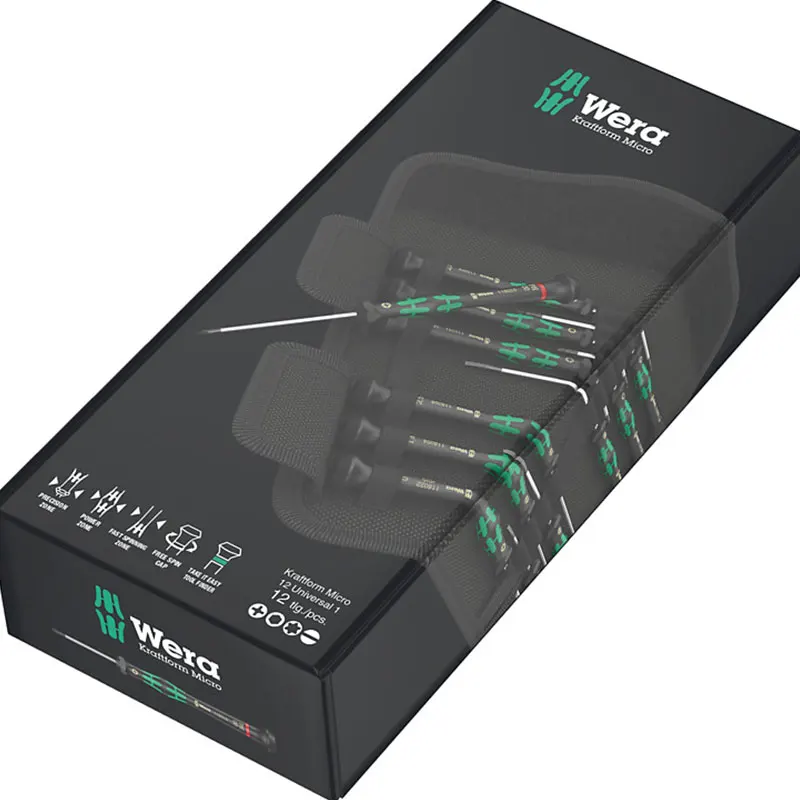 WERA 05073675001 Kraftform Micro 12 Pieces Universal Screwdriver Set for Electronic Applications Exquisite Workmanship Durable