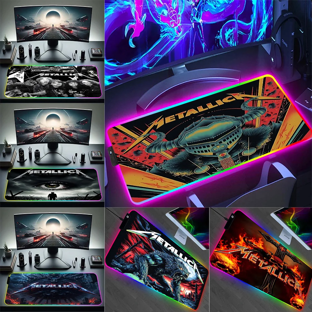 

Коврик для мыши с RGB-подсветкой M-METALLICAS для ПК, игровой коврик для мыши с LED-подсветкой, резиновый коврик для игрового компьютера