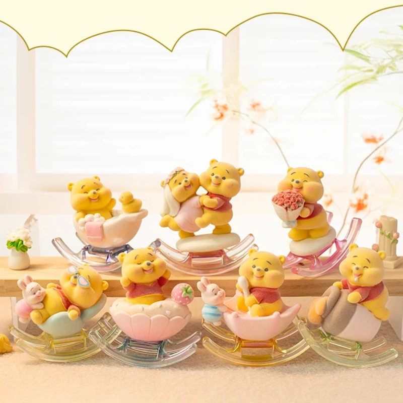 

New Disney Winnie The Pooh Flocked Blind Box Trendy Figurine Cute Desktop Decor Birthday Gift For Girls Collectible Cartoon Toy