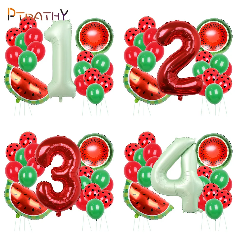 

18Pcs Watermelon Balloon Set Summer Holiday Hawaiian Fruit Party Decoration Foil Fruit Ball Birthday One In A Melon Supplies