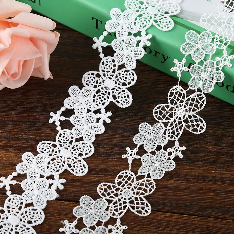 2 Yards 3.4CM water-soluble glitter embroidery lace 2 centimetre silver piece garment accessories fabric accessories underwear