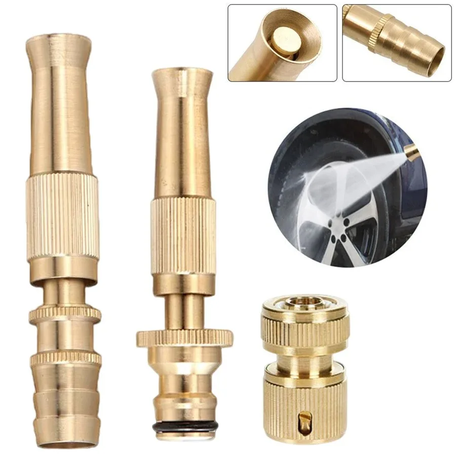 Brass  Adjustable Spray Gun Quick Waterstop Connector Car Wash Water Gun Water Hose Nozzles for Garden Practical Tools
