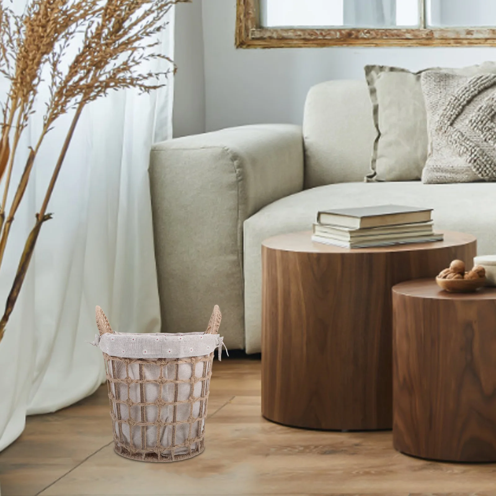 

1pc Woven Laundry Basket Vintage Style Cloth Storage Container For Bathroom Home Dirty Clothes Organizer Household Basket