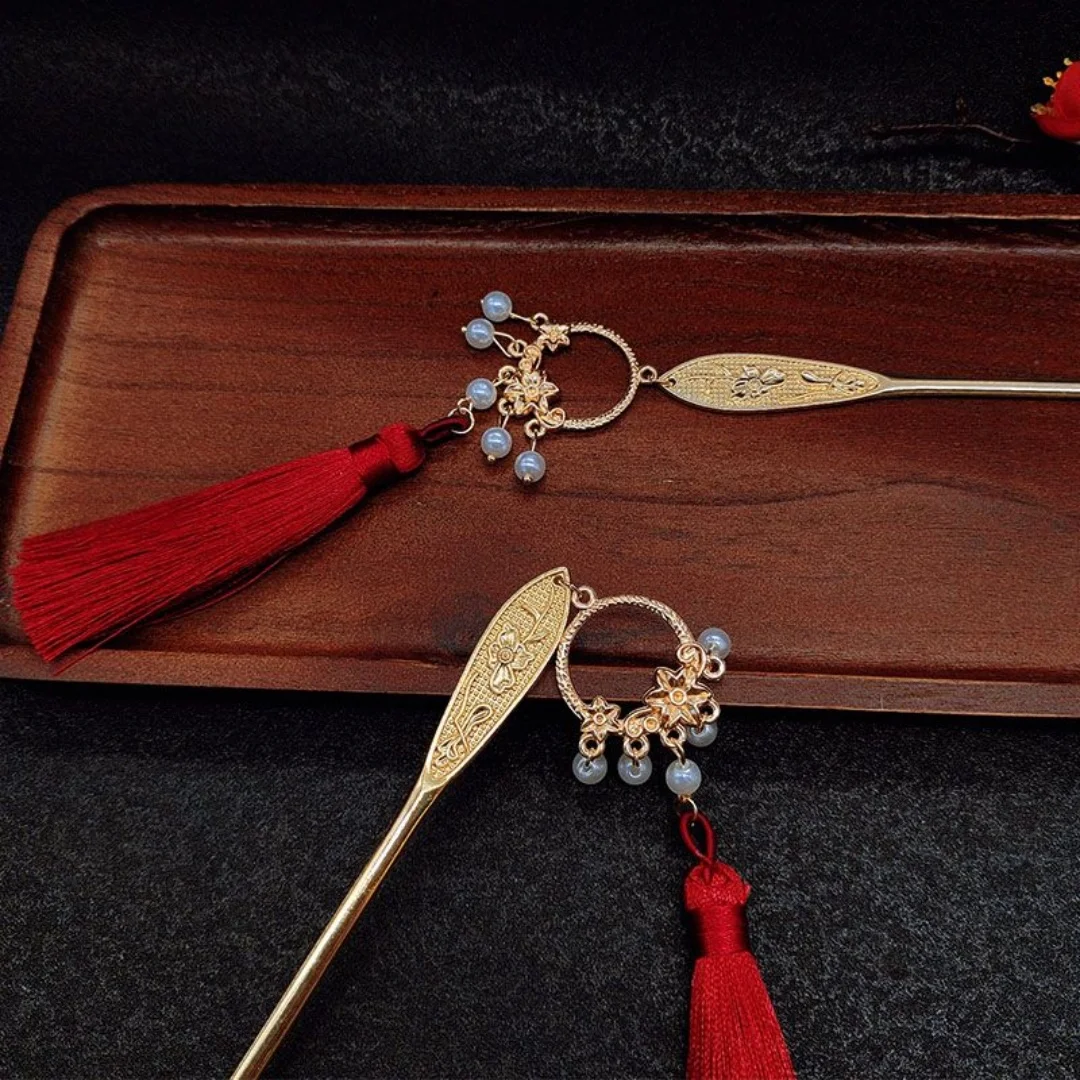 

Заколка для волос в старинном стиле с кисточкой и лотосом, премиум-класса, традиционная китайская заколка, простая ретро-заколка для ханьфу