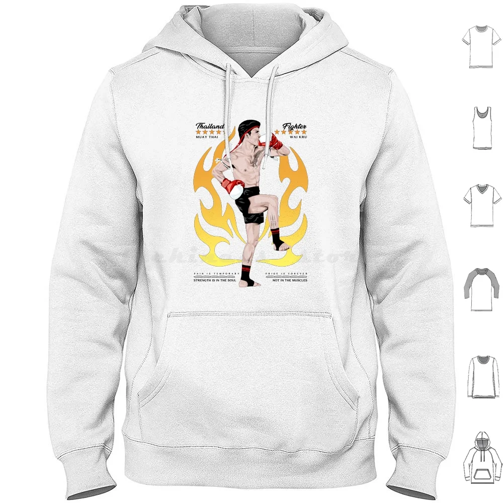 Muay Thai Wai Kru Hoodies Long Sleeve Muay Thai Boxing Kickboxing Thailand Boxer Sakyant Waikru Mixed Martial Arts