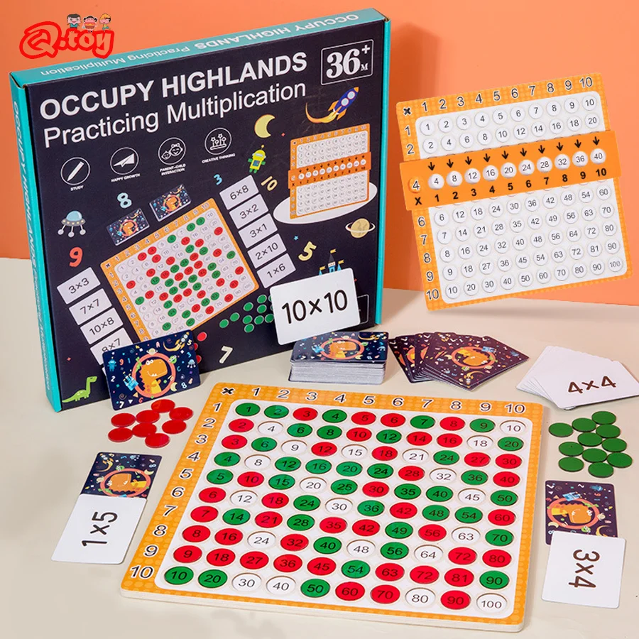 

3 in 1 Multiplication Board Game Gomoku Math Counting Montessori Educational Toys Wooden Arithmetic Teaching Aids for Kids