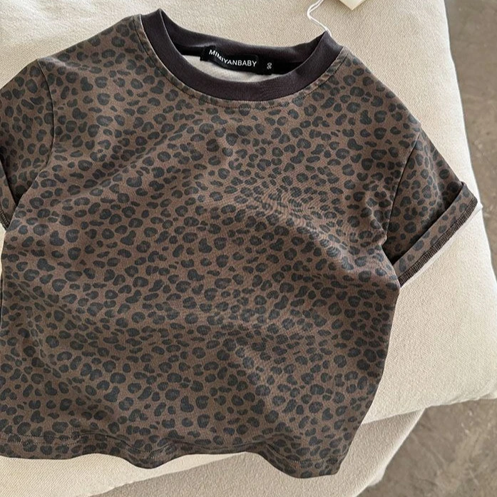 Boys T-shirt 2026 Spring and Summer New Children's Clothing Korean Style Boys and Girls Foreign Leopard Print Casual T-shirt