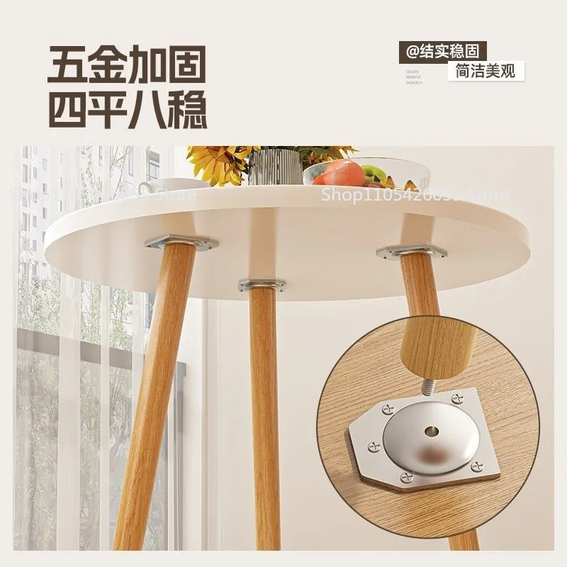 Living room coffee table household sofa table bedside table solid wood round double edge coffee light luxury image 3
