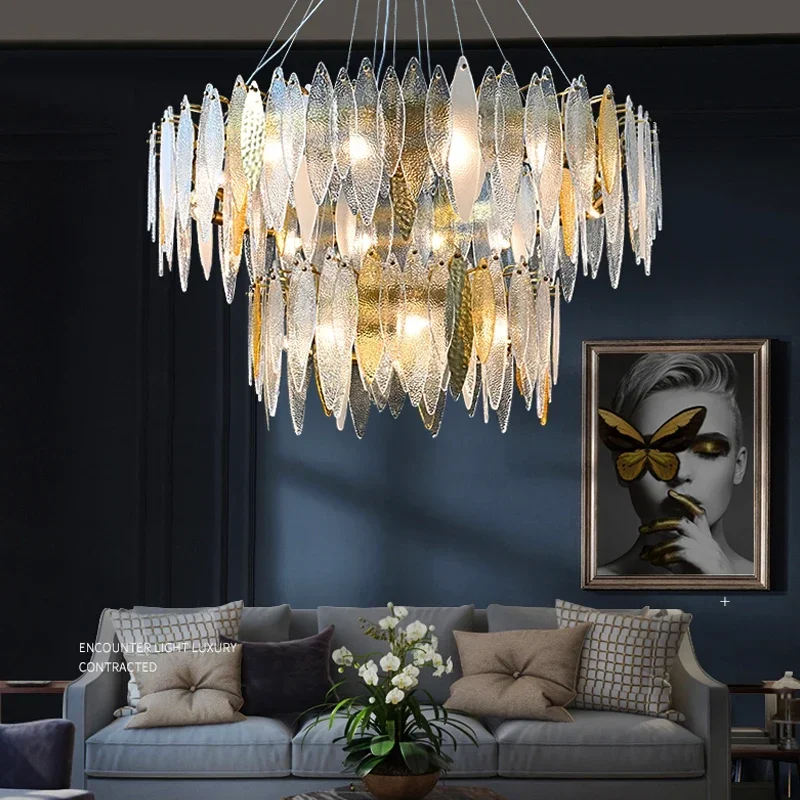 

Nordic modern living room chandelier indoor light luxury decoration chandelier glass E14 bulb art restaurant bedroom chandelier