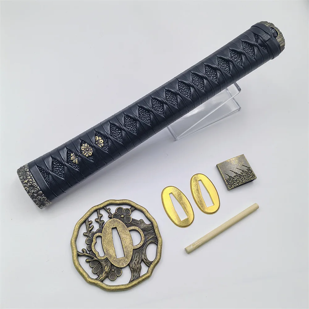 A Set Katana Tsuka Alloy Flower Tsuba Guard Kashira Menuki Fuchi Habaki Seppa For Real Japanese Samurai Sword Fittings