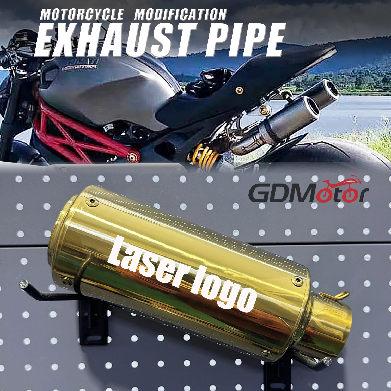 Golden Color 51Mm Universal Motorcycle System Exhaust Pipe Muffler Canister Tailpipe Stainless Steel