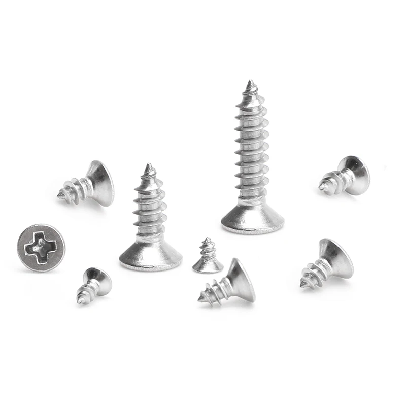 10/30/50pcs M2 M3 M4 M5 M6 304 Stainless Steel Cross Phillips Flat Countersunk Head Self Tapping Wood Screws Small Bolts