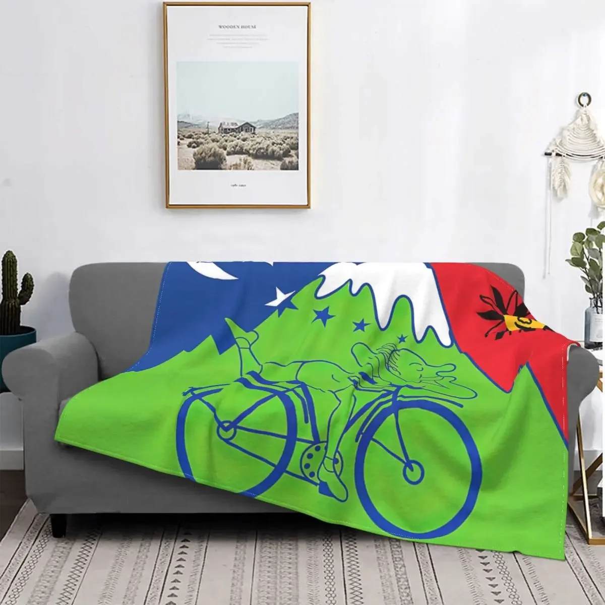 Ultra-Soft Fleece Albert Hoffman LSD Bicycle Day Throw Blankets Warm Flannel Acid Blotter Party Blankets for Bed Car Sofa Quilt