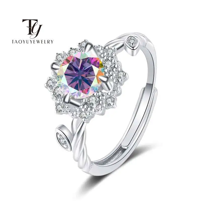 1 Carat Moissanite Ring for Women 925 Sterling Silver Cute Romantic Wedding Bands Dating Anniversary Customizable Party Jewelry