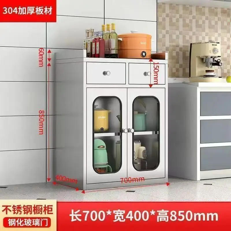 Kitchen cupboard floor cabinet glass door storage pot storage cabinet