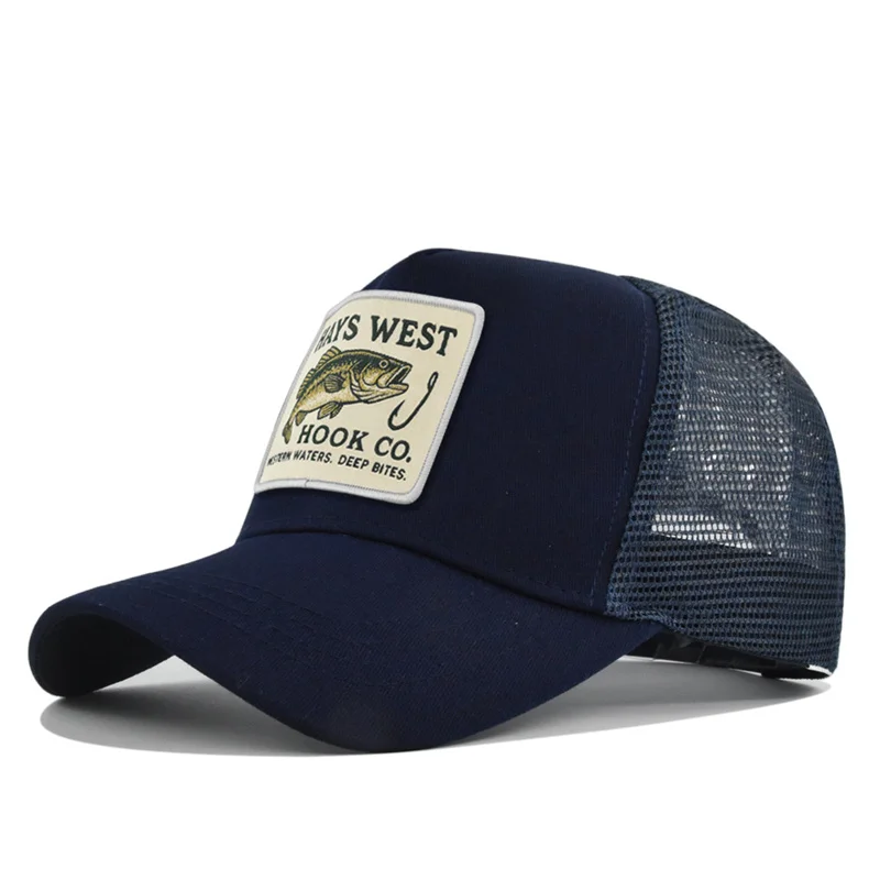 Hochwertige Angler-Baseballkappe mit Stickerei für Herren und Damen, Outdoor-Angler-Snapback-Mesh-Kappe, atmungsaktiver Sonnenschutz, Dad-Trucker-Hut