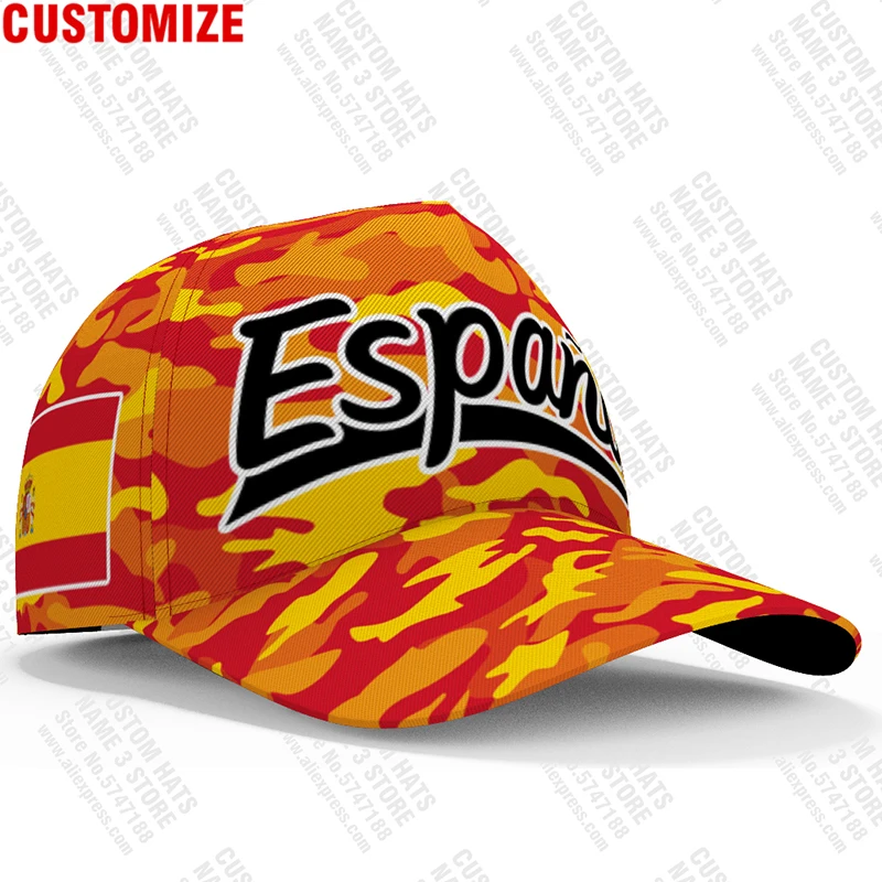 Spain Baseball Caps Free Custom Made Name Number Team Logo Es Hat Esp Country Espana Travel Spanish Nation Kingdom Flag Headgear