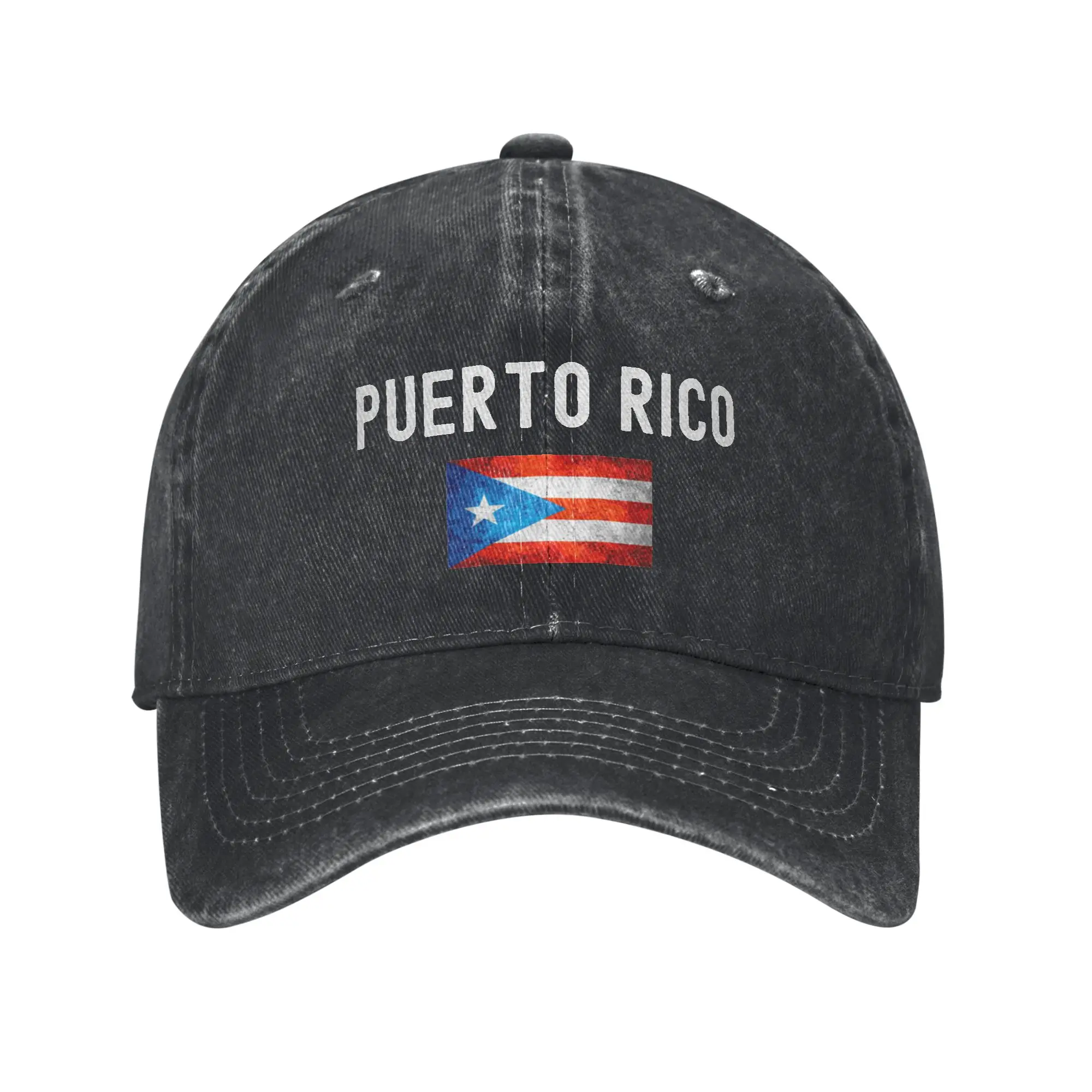 PUERTO RICO Flag Summer Retro Cowboy Washed Baseball Caps  Mens  Denim Sunscreen Hat Girl Hip Hop Trucker Cap