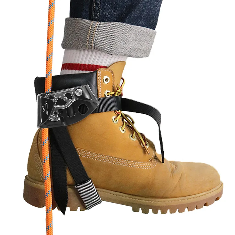 150kg Right/Left Foot Climbing Ascender Aluminium Alloy Descender Labor-saving Rope Climber Mountaineering Equipment