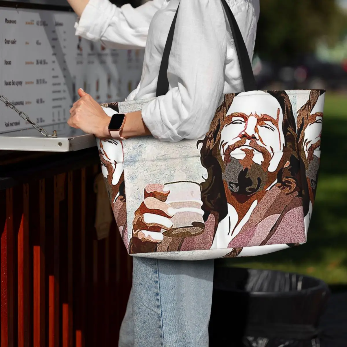 กระเป๋าโท้ทลายบิ๊กเลโบสกี้ ดู๊ด พอร์เทรต สำหรับใส่ของไปชายหาด ออกกำลังกาย เล่นโยคะ กระเป๋าเดินทางสำหรับผู้หญิง กระเป๋าฟิตเนส