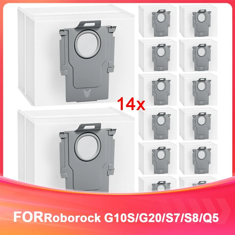 A93G 14 Pack High Capacity Vacuum Bags For Roborock Q5, Q5 Pro+, Q8 MAX, Q8max+, Q7 MAX,S8 Pro Ultra,S8, S7 MAX Vacuums Bags