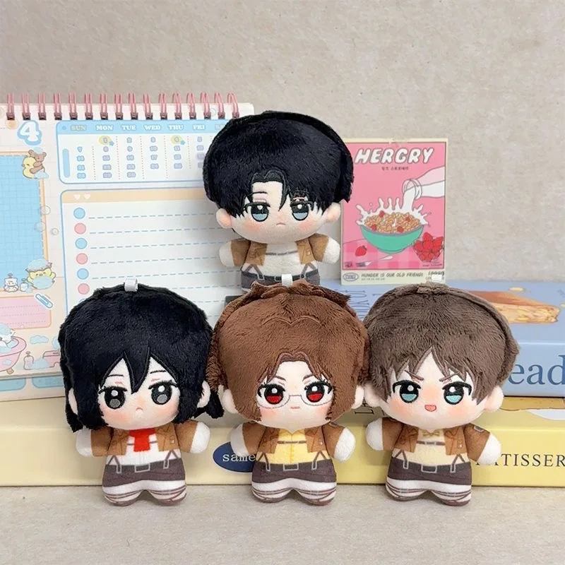 New 10cm Attack on Titan Plush Doll Eren Mikasa Levi Anime Mini Doll Keychain Cute Backpack Pendant Decoration Gift