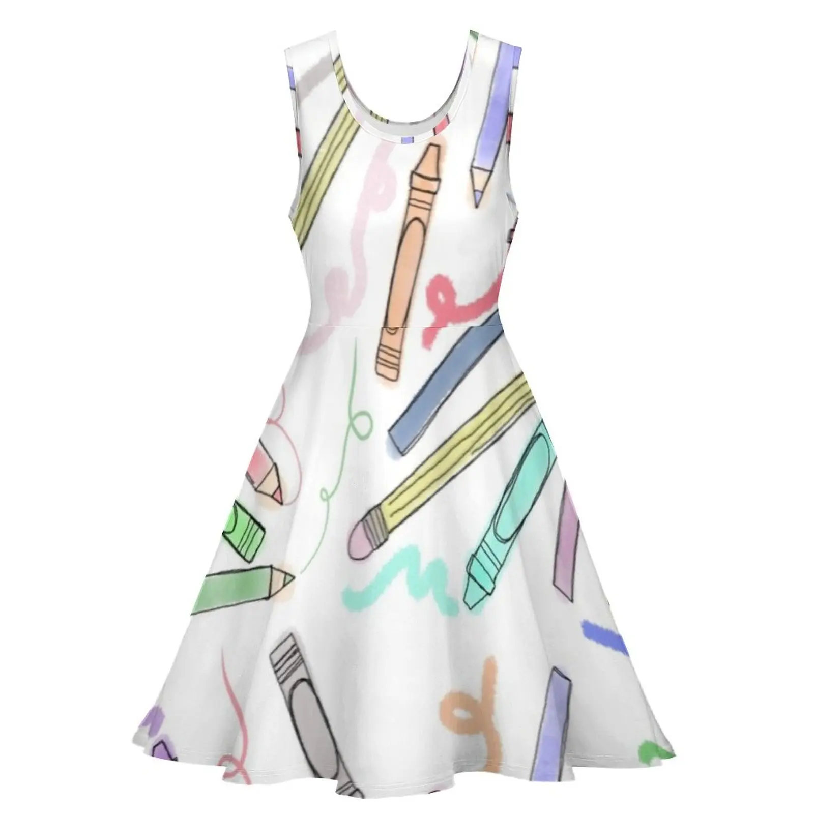 Crayons & Color Pencils Sleeveless Dress Elegant gown Dress women loose summer dress